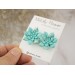 Shimmering gold turquoise blue succulent earrings Tropical flower studs Unique bridal jewelry Wedding Bridesmaids Birthday gift idea