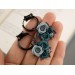 Custom color Teal brown floral ear hangers for tunnels Dangle plug earrings Unique wedding jewelry for stretcher earlobes Handmade gauges