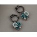 Custom color Teal brown floral ear hangers for tunnels Dangle plug earrings Unique wedding jewelry for stretcher earlobes Handmade gauges