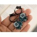 Custom color Teal brown floral ear hangers for tunnels Dangle plug earrings Unique wedding jewelry for stretcher earlobes Handmade gauges
