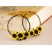 Yellow sunflower hoop earrings for stretched earlobes Summer birthday gift idea Flower plugs and gauges Rustic Country