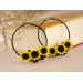 Yellow sunflower hoop earrings for stretched earlobes Summer birthday gift idea Flower plugs and gauges Rustic Country