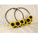 Yellow sunflower hoop earrings for stretched earlobes Summer birthday gift idea Flower plugs and gauges Rustic Country