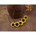 Yellow sunflower hoop earrings for stretched earlobes Summer birthday gift idea Flower plugs and gauges Rustic Country