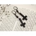 Gothic dangle earrings with black inverted cross charms and beads Alternative Dark fashion Halloween jewelry Witchcraft Wiccan Satanic