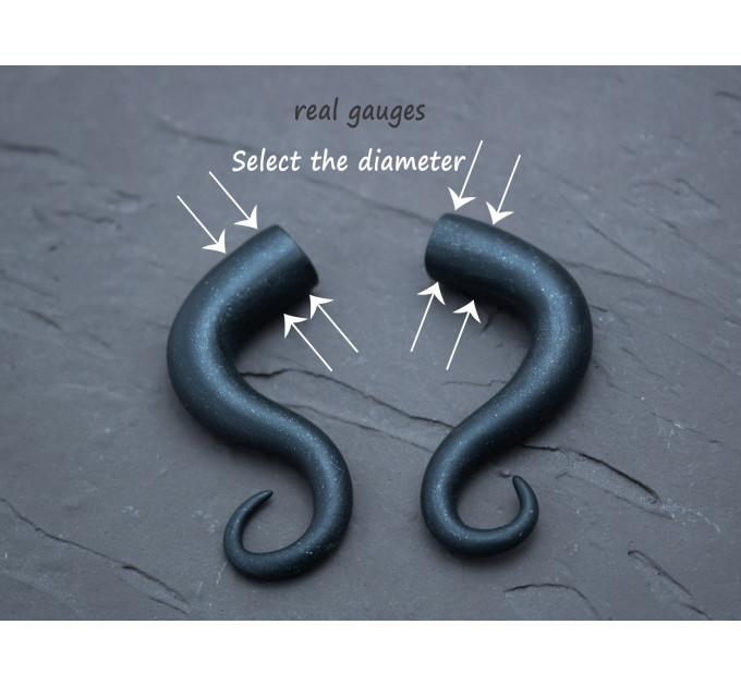 Gothic style black rose faux or real gauges Dark fashion jewelry for stretched ears Witch earrings Halloween