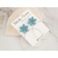 Pale blue succulent studs Silver hoop earrings Tropical jewelry Handmade gift for bridesmaids