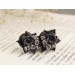 Cute miniature floral ear plugs for stretched earlobes Gray black roses gauges Bridesmaid wedding bridal tunnels