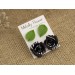 Handmade stud earrings set of 2 with tiny green leaves and elegant black white rose Cute Xmas gift Minimalist