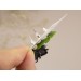 Handmade stud earrings set of 2 with tiny green leaves and elegant black white rose Cute Xmas gift Minimalist