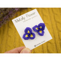 Purple yellow realistic iris flower stud earrings Botanical jewelry Spring wedding Cute gift for nature lover