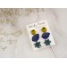 Tiny stud earrings set Dusty yellow rose flower Navy royal blue leaf Teal succulent Minimalist jewelry Handmade