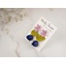 Cute stud earrings set with tiny pale pink succulent navy blue rose buds dusty yellow leaf Funny jewelry gift for girl teenager