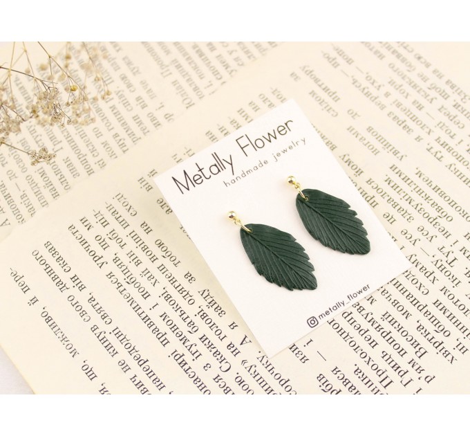 Custom color stud earrings with leaves Office style Everyday jewelry Handcrafted Gift idea for girlfriend