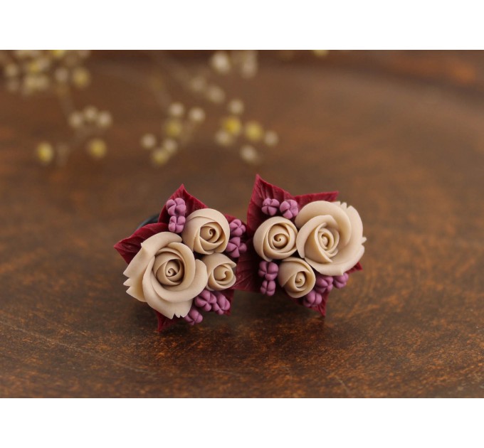 Custom colors wedding ear plugs for stretched earlobes Tiny floral gauges and tunnels for bride bridesmaids