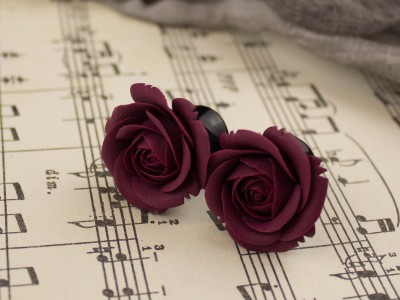 Custom color burgundy rose ear plugs 3-20mm