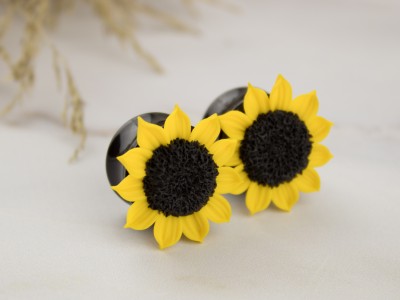 Sunflower plug earrings 3mm - 20mm