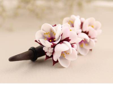 Cherry blossom real-faux gauge earrings