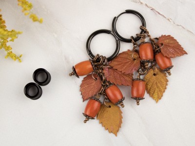 Dangle leaf corral beads tunnel hangers 6-25mm  Dangle leaf corral beads tunnel hangers 6-25mm