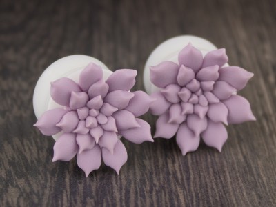 Dusty pink succulent ear plugs 8g-20mm