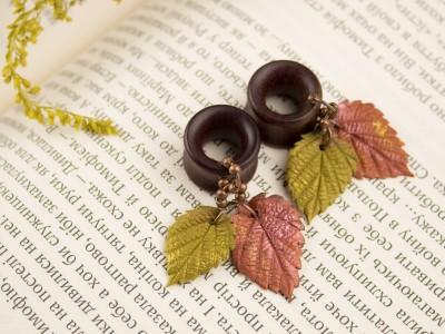 Orange yellow leaves wooden tunnels  8-20mm Orange yellow leaves wooden tunnels  8-20mm
