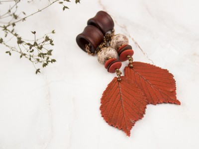 Orange leaf drop ear tunnels 8-20mm 