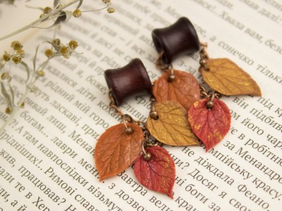 Fall leaves glittering copper chain hangers 8-20mm 