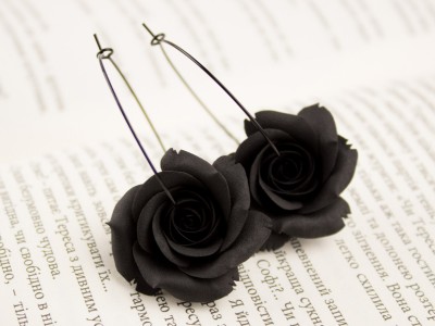 Black rose hoop earrings Black rose hoop earrings