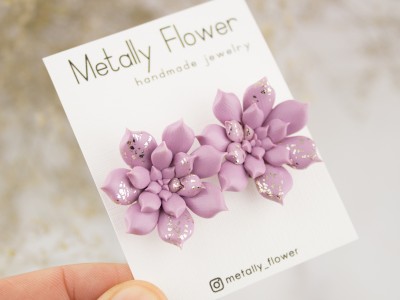 Sparkle dusty pink succulent studs