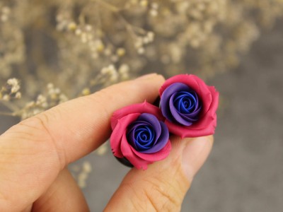 Pink blue purple rose ear plugs 3-20mm