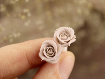 Beige rose flower ear plugs 3-20mm