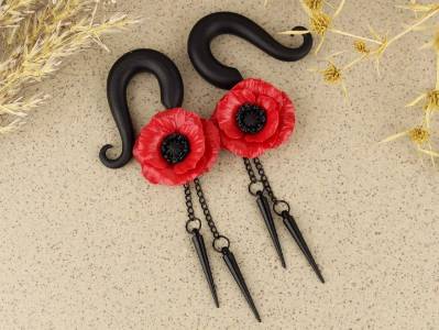 Red poppy chain gauges 5 - 14mm